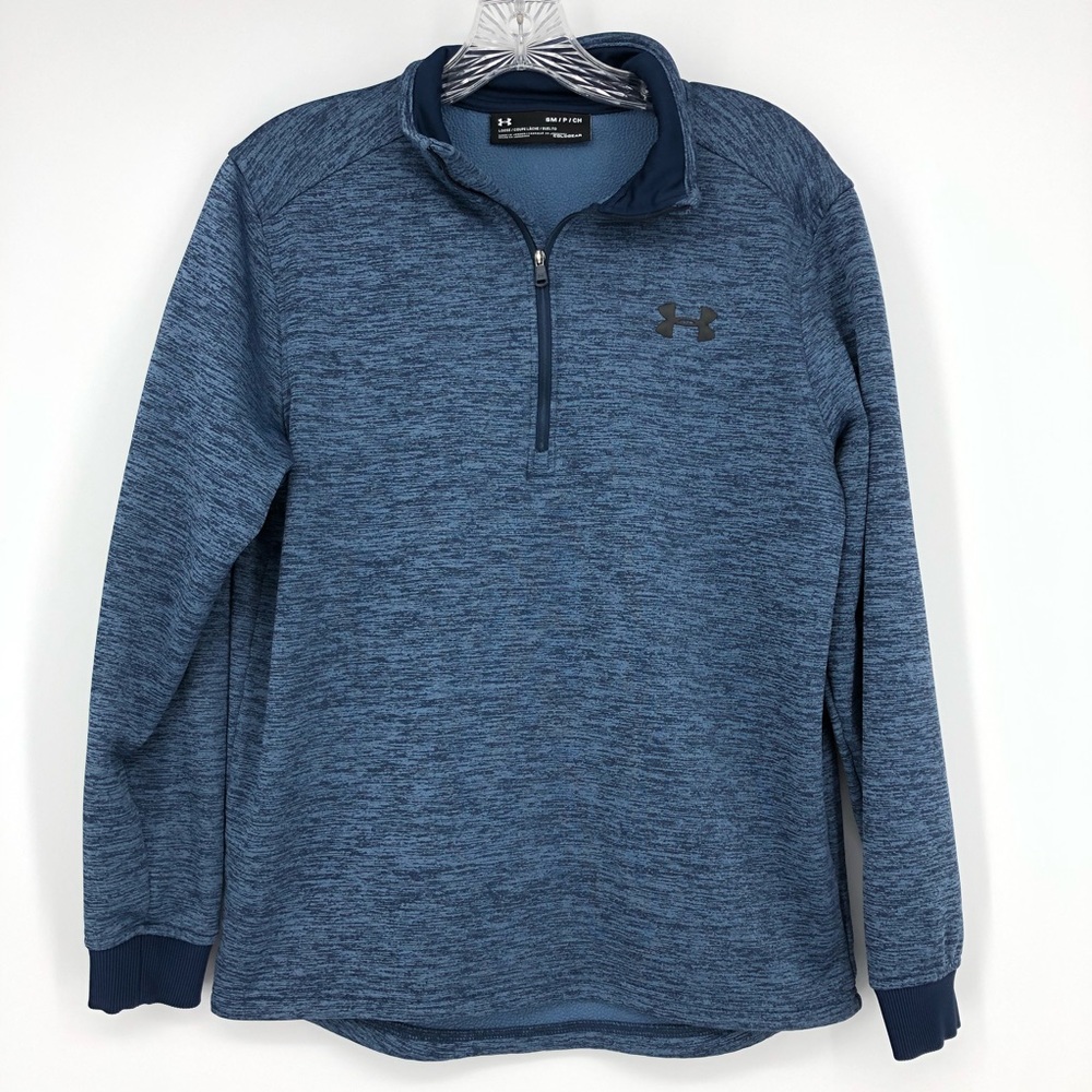 Men's Under Armour Blue Quarter Zip Pullover Sweater Jacket Fleece Size Small